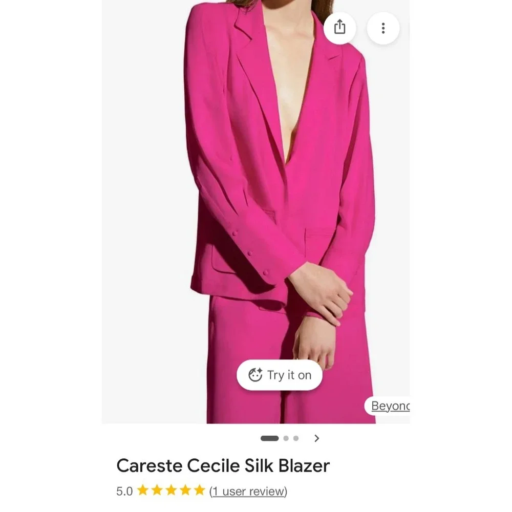 NWT Careste Cecile Silk Blazer Jacket Size 14 Pink Light‎ Weight Classic Pockets